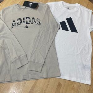 Med 10/12 Adidas Youth 2-pack Long Sleeve & Short Sleeve Cotton Tee